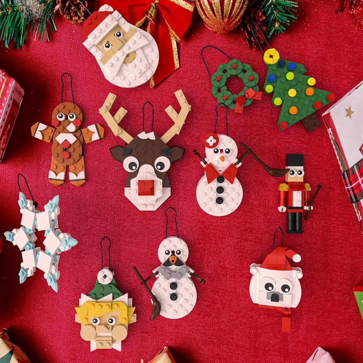 Christmas Ornaments Building Kit, Christmas Tree, Wreath, Santa, Snowman, Gingerbread, Reindeer, Nutcrackers, Snowflake 11-in-1