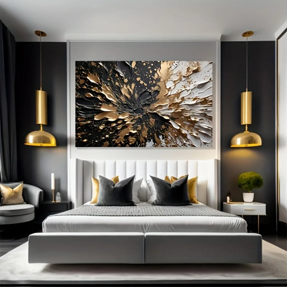 Modern Abstract Ink Splash Wall Mural With Wood Frame