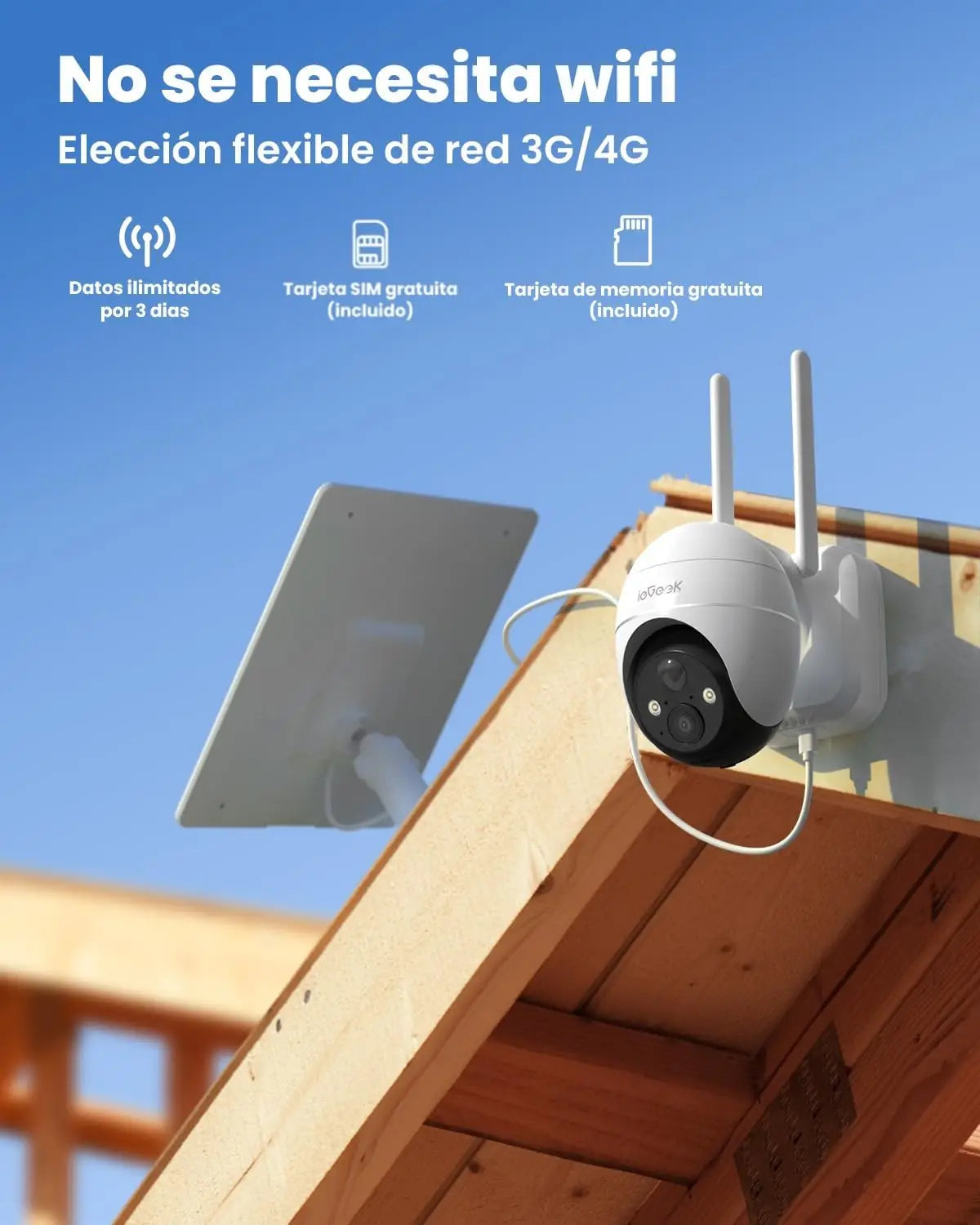 ieGeek 4G/3G LTE Outdoor Solar Wireless Surveillance Camera, 2K IP Camera SIM Card with 10000mAh Battery, Color Night Vision