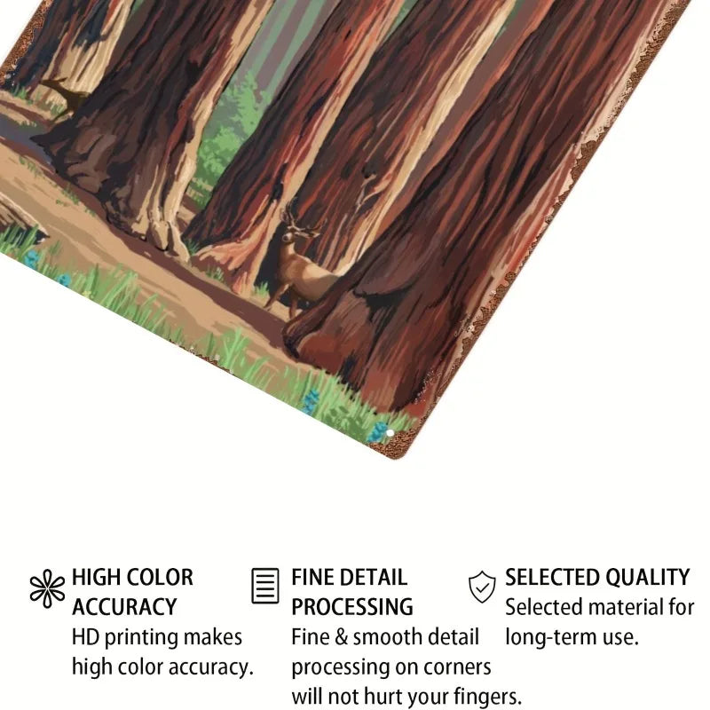 Retro National Park Forest Landscape Tin Wall Art Drilled