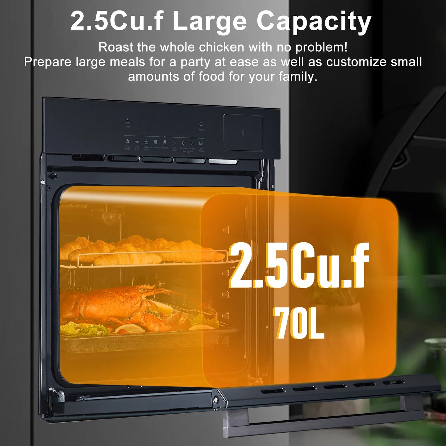 24 Inch Electric Wall Oven With Air Fry 8 Baking Modes