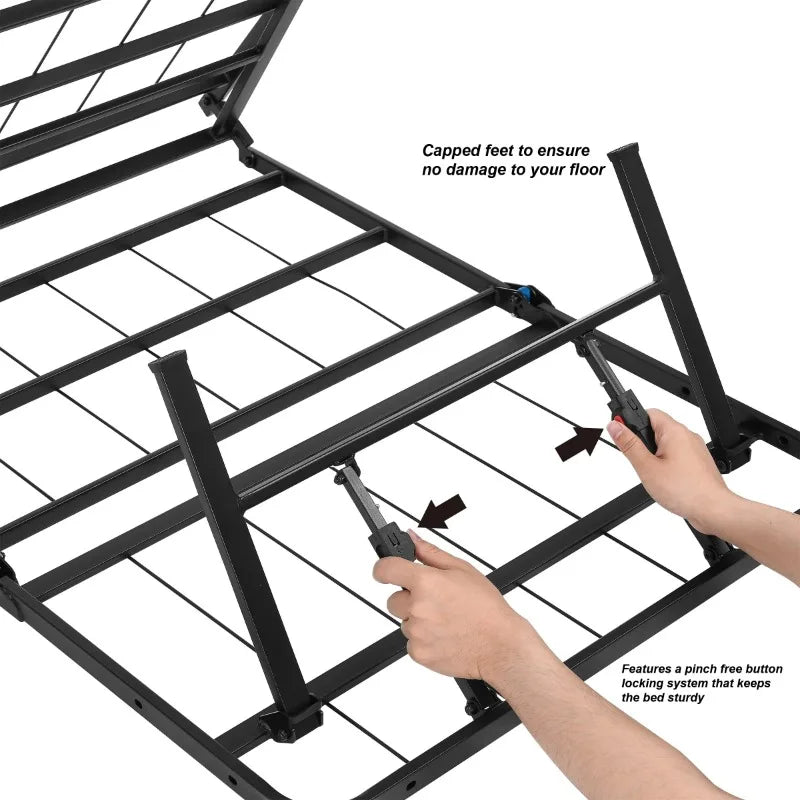 Mainstays 14" High Quad Fold Steel Platform Bed Frame, Full