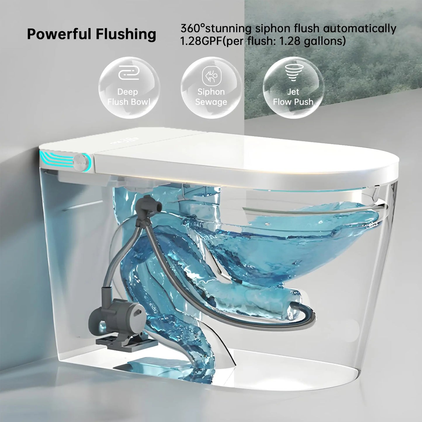 Smart Bidet Toilet With Auto Open Close And Voice Control