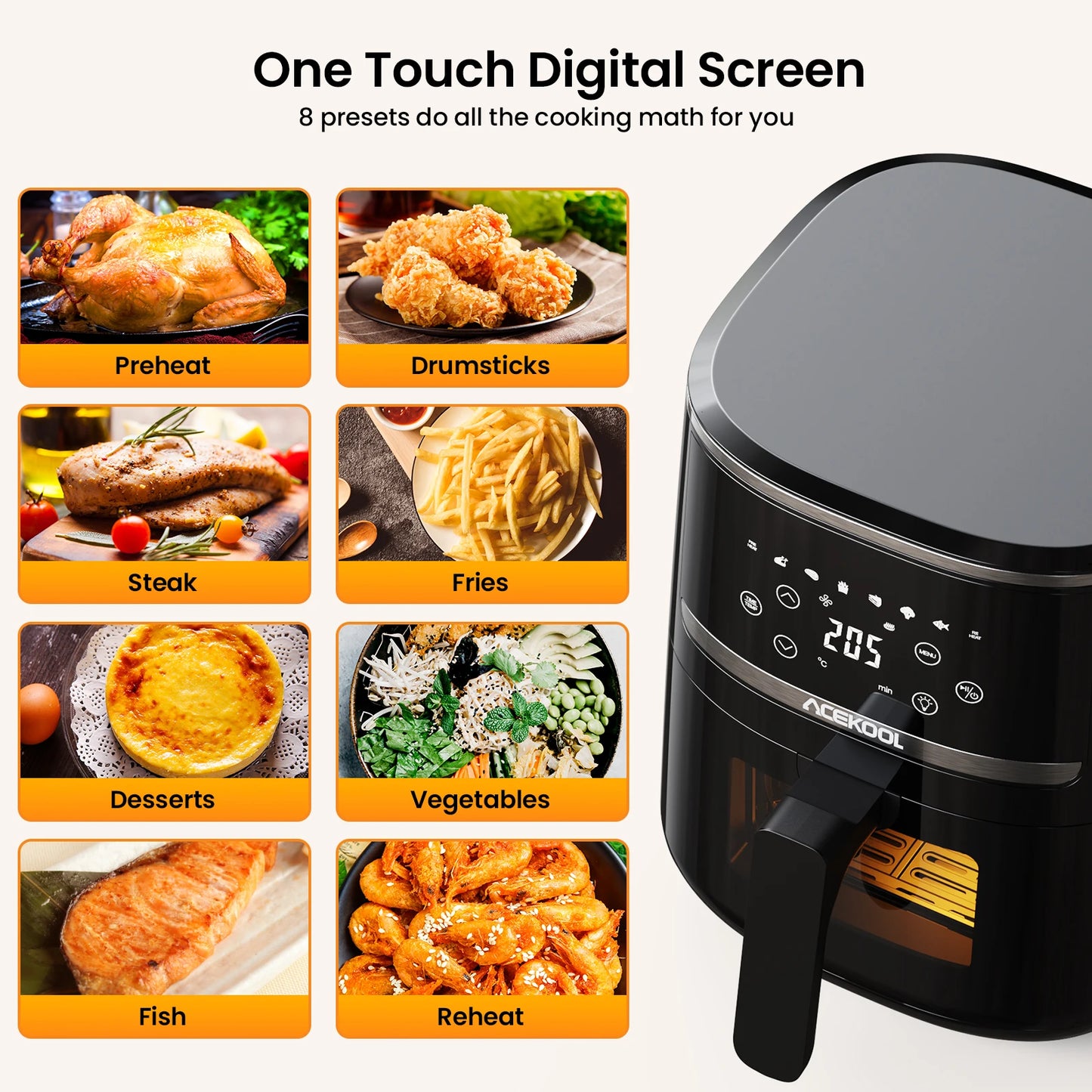 Digital Air Fryer Toaster Oven Combo With 8 Cooking Presets