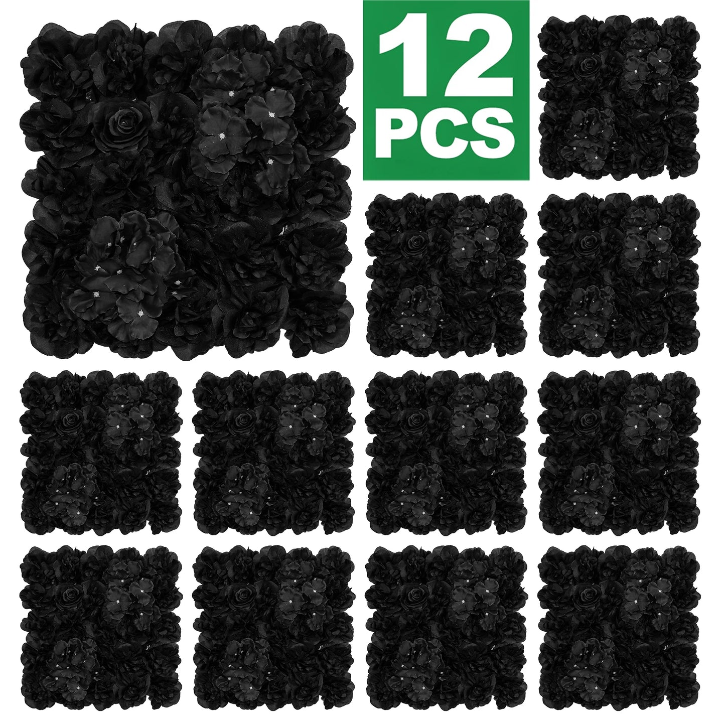 12pcs Artificial Flowers Wall Panels 16.5* 16.5Inch Silk Roses Home decoration Floral Backdrop Ideal for Wedding Celebrations