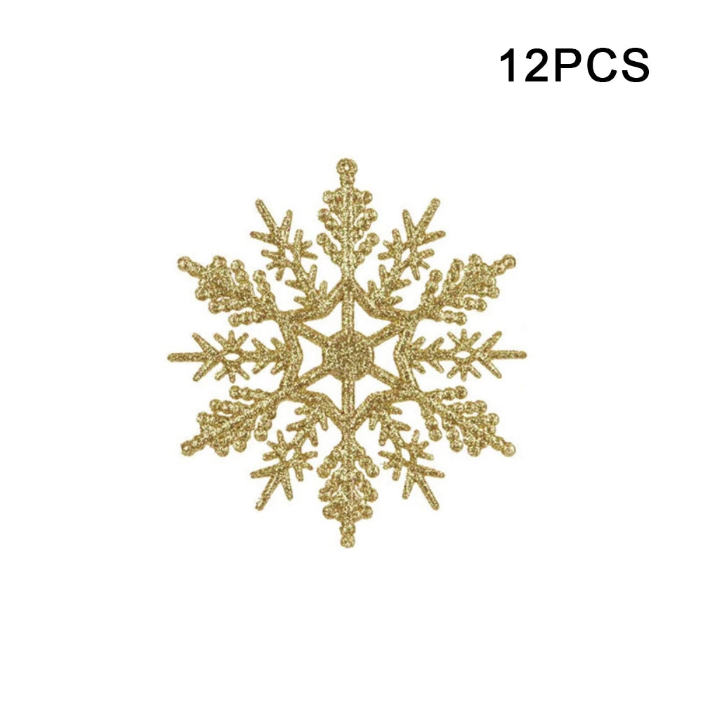 12pcs Christmas Fake Snowflakes With Small hole Xmas Tree Hanging Ornament Simulation Snowflakes Winter Christmas Ornaments