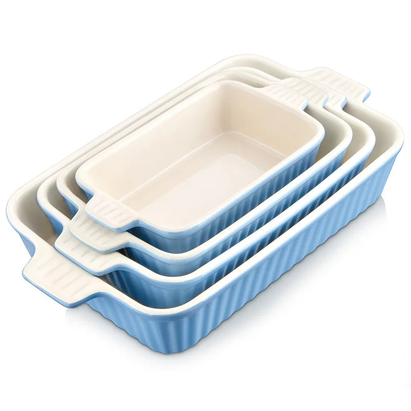 Malacasa 4 Piece Ceramic Bakeware Set With Handles Oven