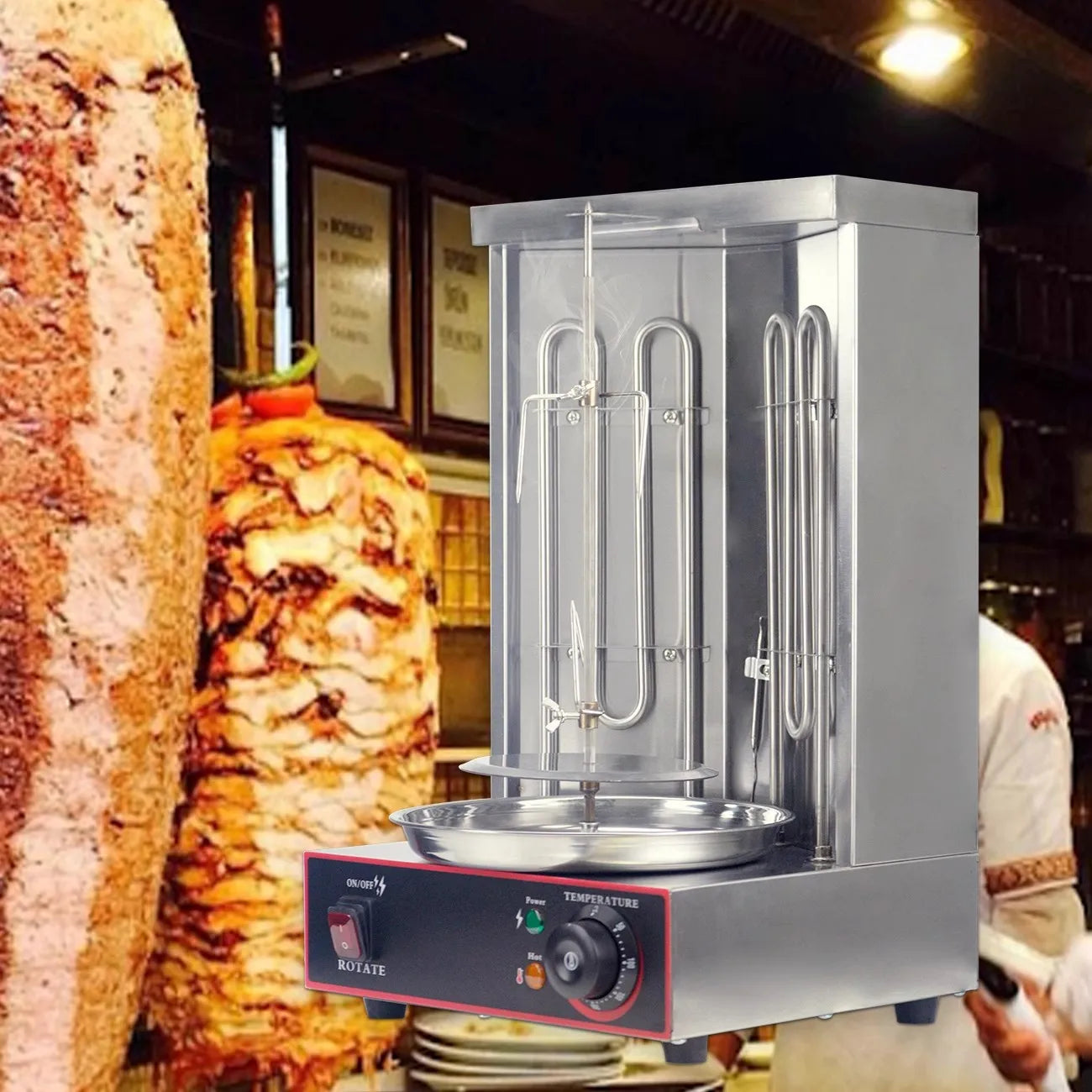 Onehappy for commercial household electric kebab grill shawarma machine automatic rotating grill heating tube