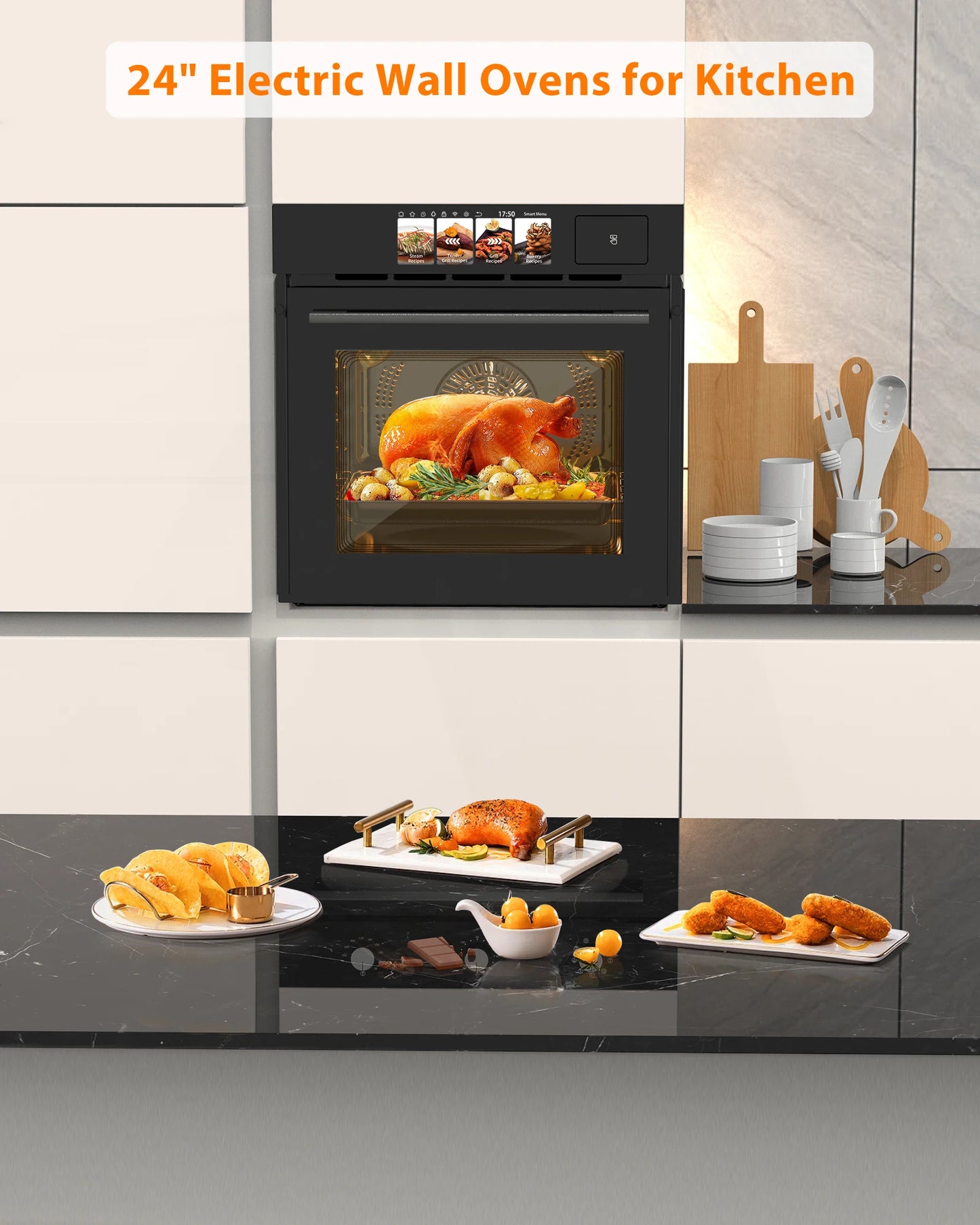 Electric Wall Oven With TFT Display 8 Steam Cooking Modes