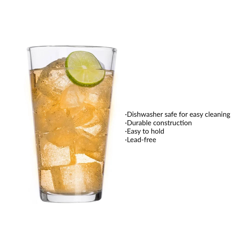 4 Pack Everyday Clear Pint Glasses Durable 16oz Tumbler Beer Water Smoothie Versatile Use Dishwasher Safe Classic Design Stylish