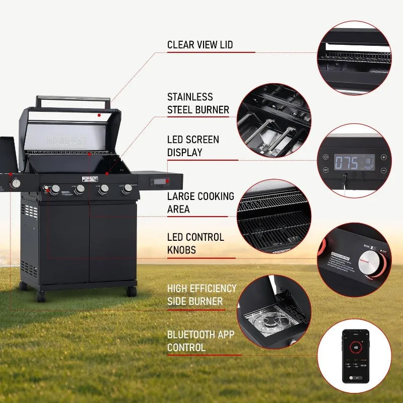 Monument Grills Denali 425 4 Burner Propane Smart BBQ Grill