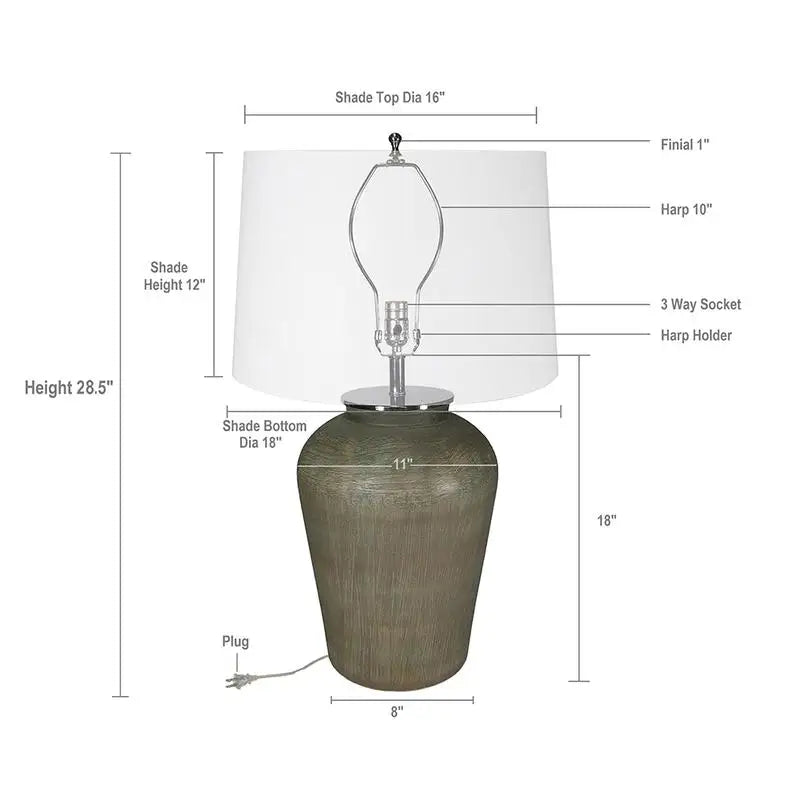 D18x28.5 Glass Table Lamp - Modern Decorative Lighting Fixture for Home or Office, Stylish and Elegant Design, Perfect for