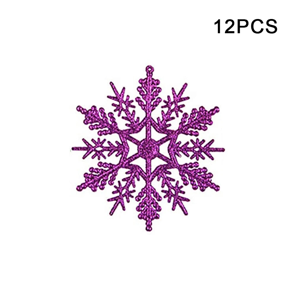 12pcs Christmas Fake Snowflakes With Small hole Xmas Tree Hanging Ornament Simulation Snowflakes Winter Christmas Ornaments