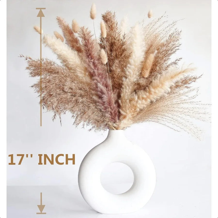 Natural Dried Pampas Grass Decor 110 PCS Pampas Grass Contains White Bunny Tails Dried Flowers Artificial Flowers for Bathroom