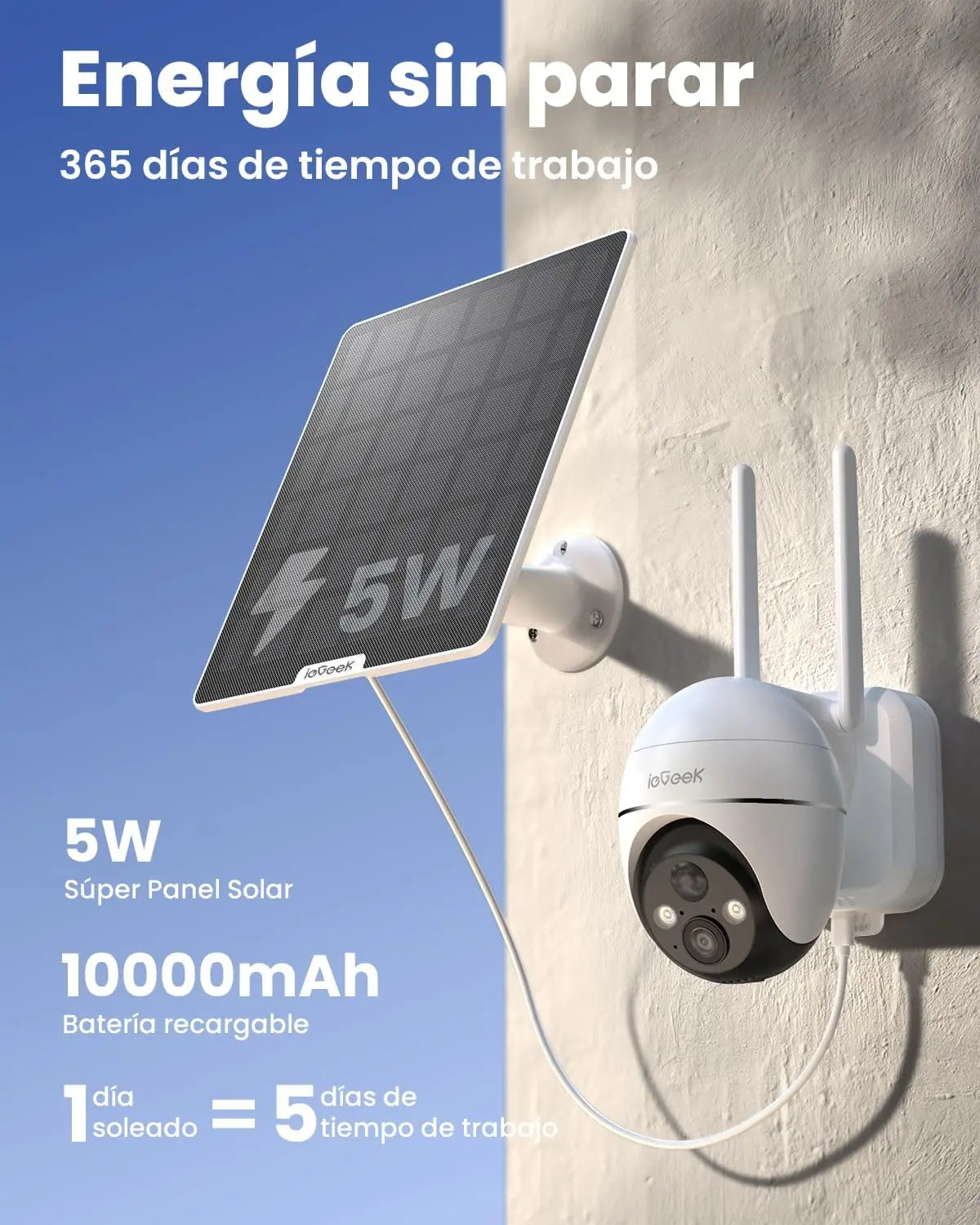 ieGeek 4G/3G LTE Outdoor Solar Wireless Surveillance Camera, 2K IP Camera SIM Card with 10000mAh Battery, Color Night Vision