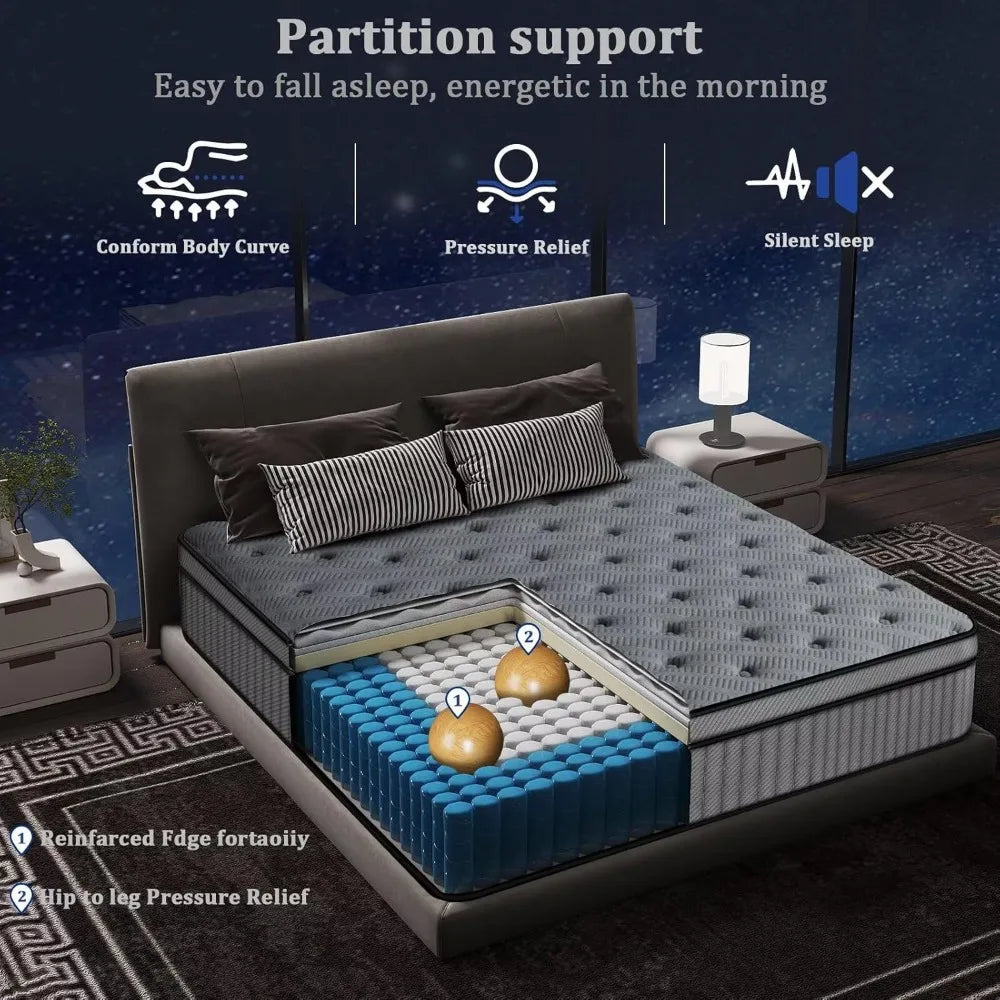 Angduo Hybrid Pocket Spring Mattress In A Box Memory Foam