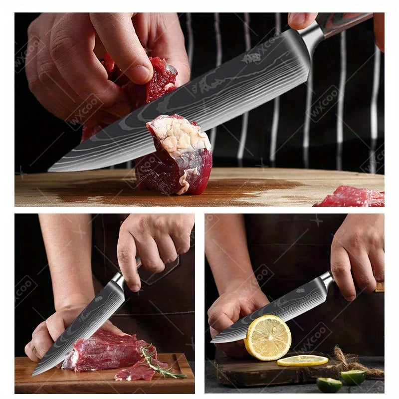 Professional Kitchen Chef Knife Set with Portable Knife Roll