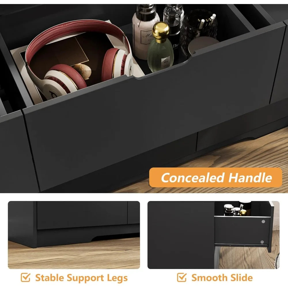 Tradre 59'' Black Dresser for Bedroom, 9 Drawer Wood Dresser with Handle Free, Large Modern Chest of Drawers for Home Office, Li