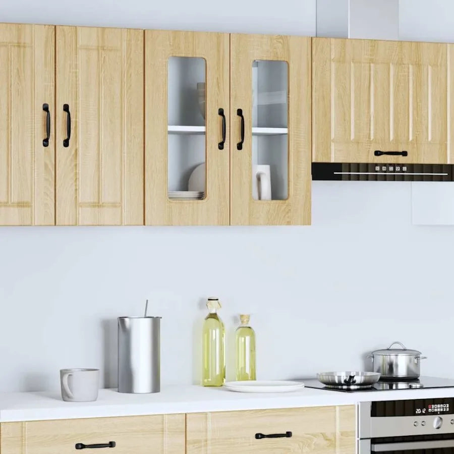 Kitchen Wall Cabinet Sonoma oak Engineered wood and glass