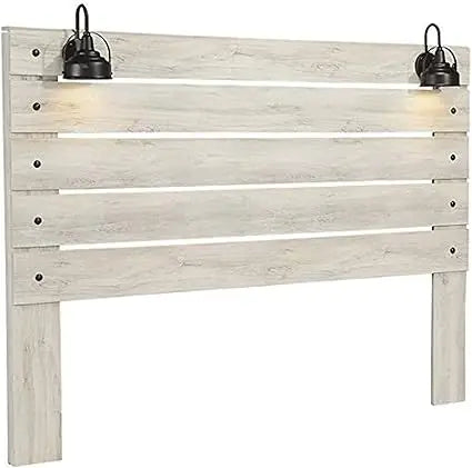 Cambeck Farmhouse Panel Headboard ONLY with USB Charging Stations, King, Whitewash