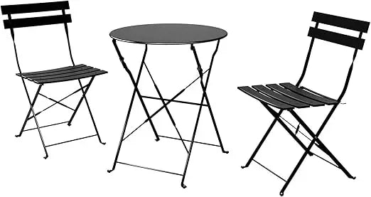 3-Piece Folding Bistro Set, 2 Chairs and 1 Table, Weather-Resistant Outdoor/Indoor Conversation Set for Patio, Yard, Garden-Yel