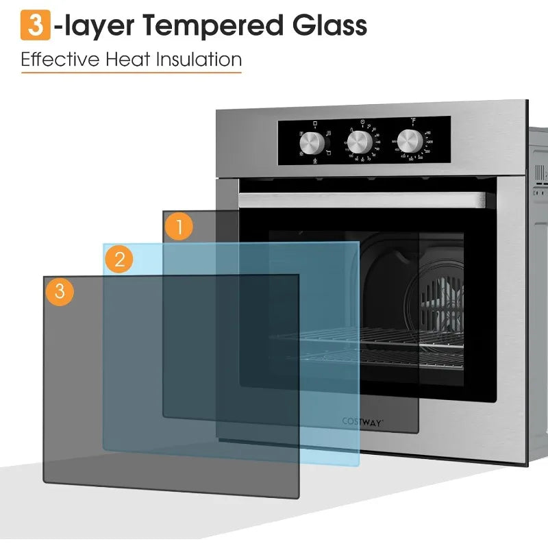 Costway 24 Inch Built In Wall Oven 2.47 CuFt 5 Functions
