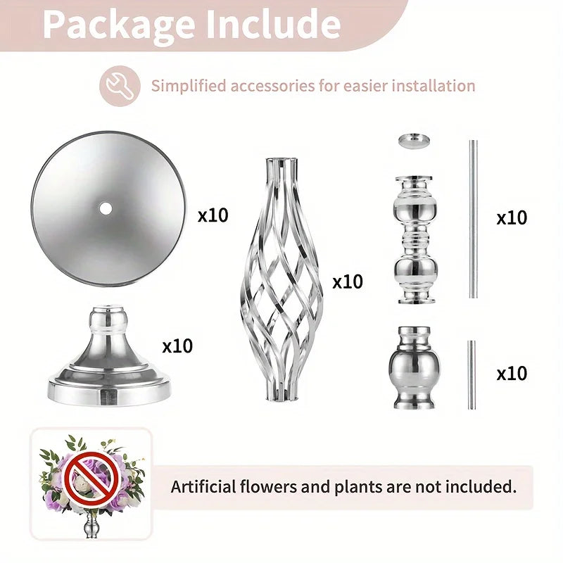 2/10 Piece Metal Vase Set, Wedding Party, Birthday Party, Christmas and Halloween Decoration