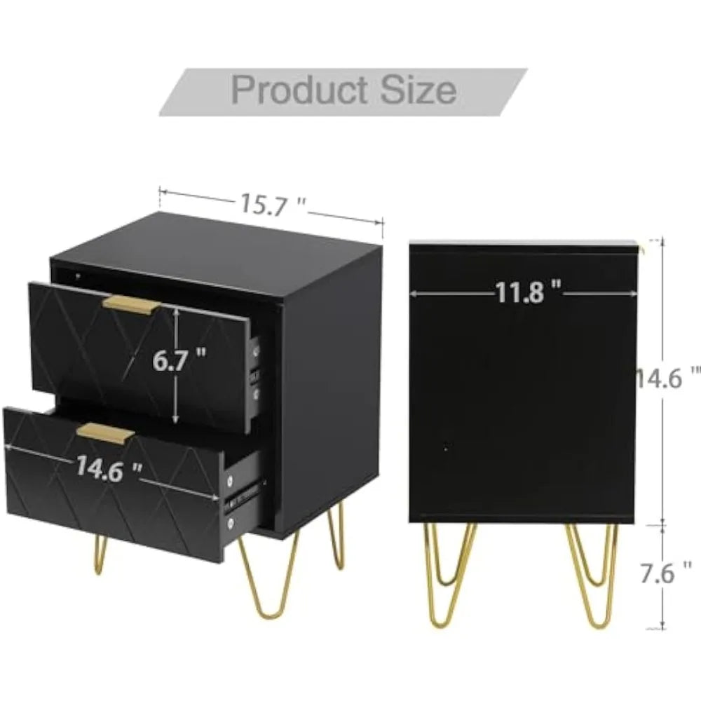 Black Three Piece Bedroom Set With Nightstands And Dresser