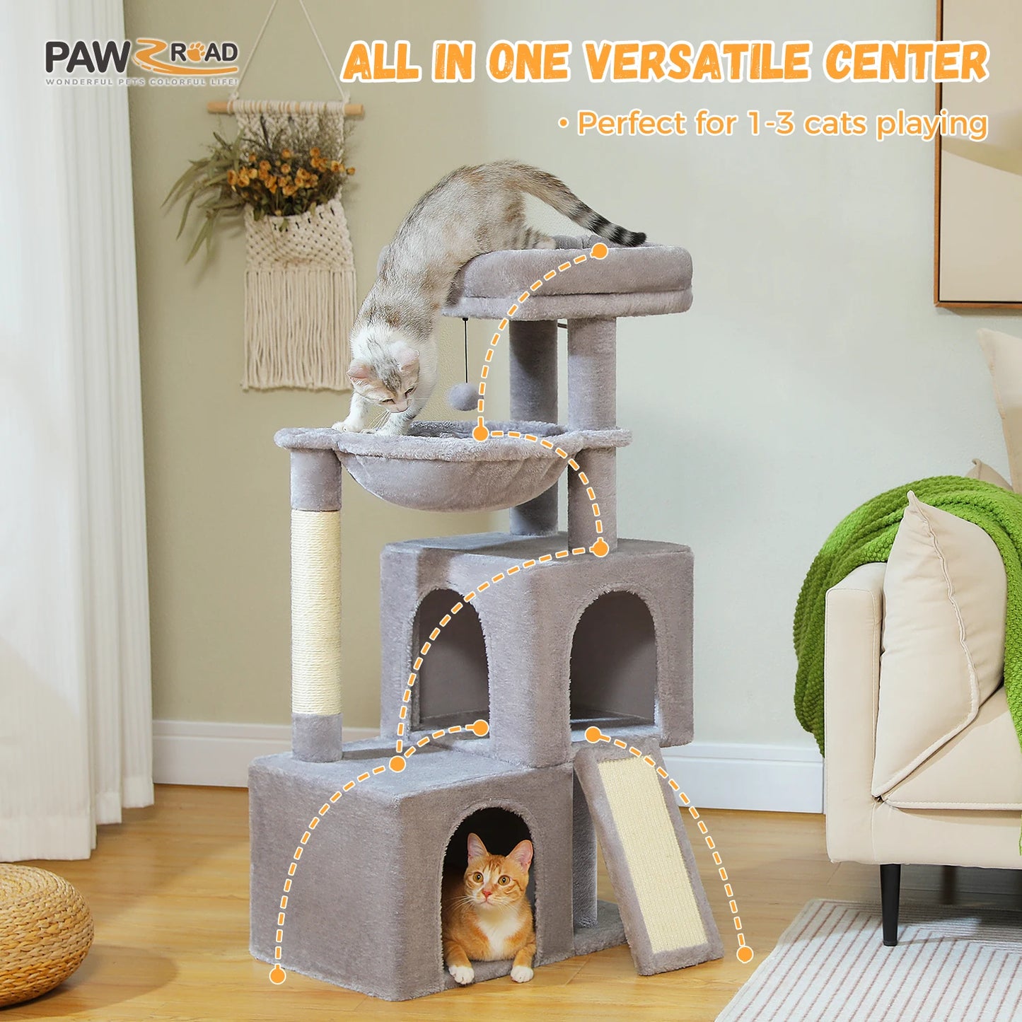 Luxury Multi-Level Cat Tree with Spacious Condos and Toys