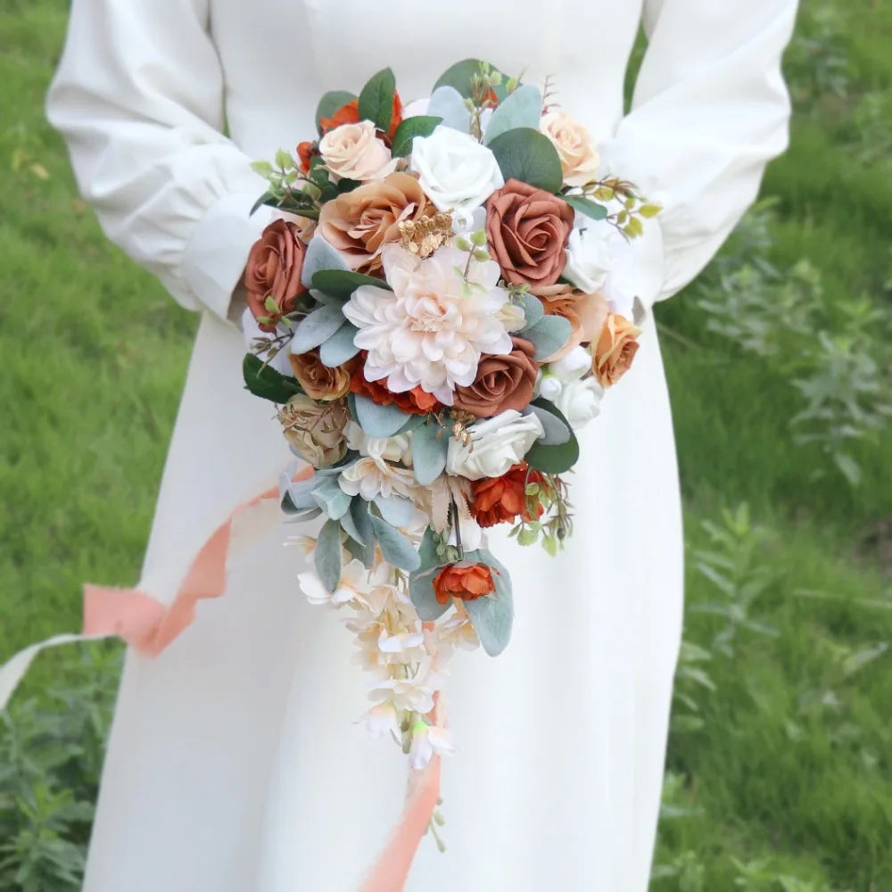 Bridal Bouquet Cascading, Wedding Bouquets for Bride, Bride Bouquets for Wedding Ceremony and Anniversary Artificial
