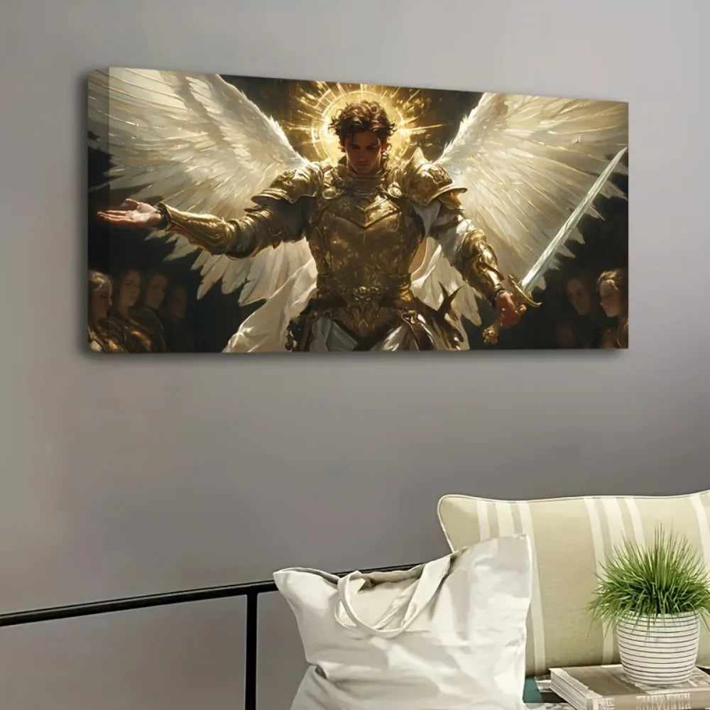 Archangel Canvas Painting Sword Design Wall Decor Frame