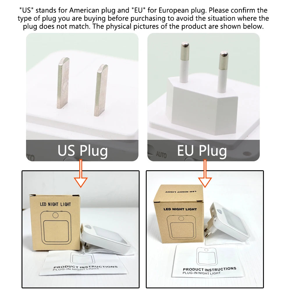 Night Light Motion Sensor With LED Light EU Plug Lamps Children'S Night Light Wireless Night Lamp For Bedside Table Bedroom