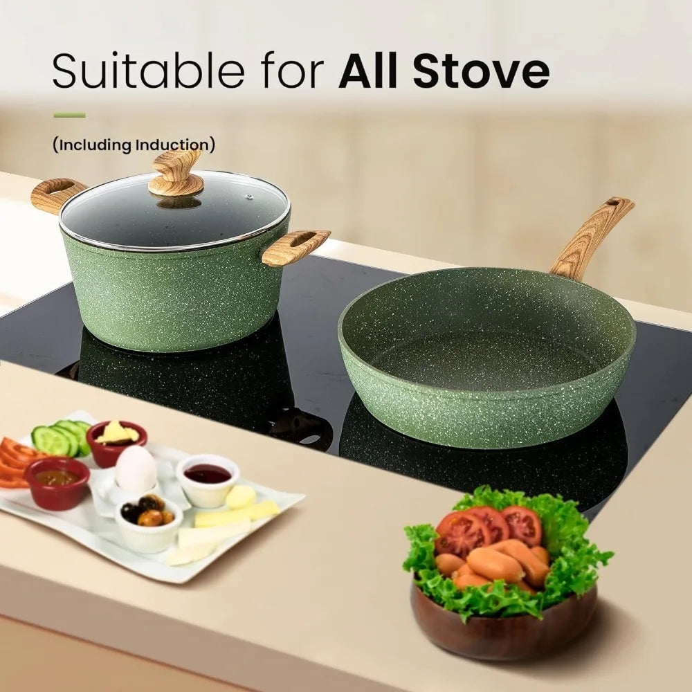 30 Piece Cookware Set Nonstick Pots and Pans Set Granite Kitchen Bakeware Set