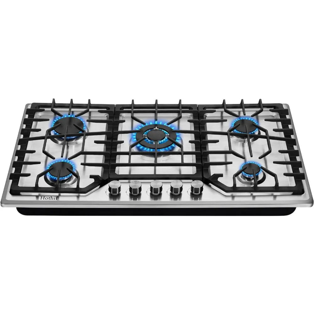 Five Burner Gas Cooktop Stainless Steel Range Top Propane