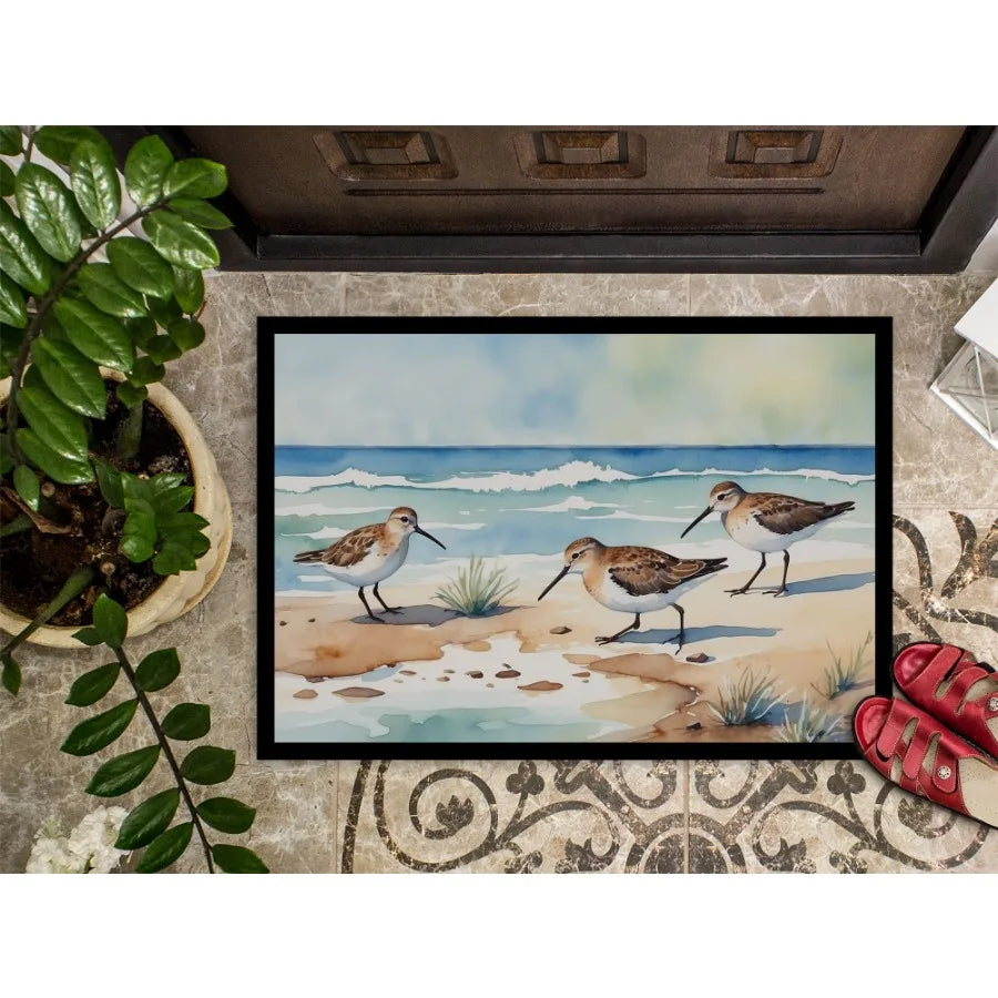 Sandpipers Hunting Doormat Front Door Mat Indoor Outdoor Rugs for Entryway Non Slip Washable Low Pile 24H X 36W