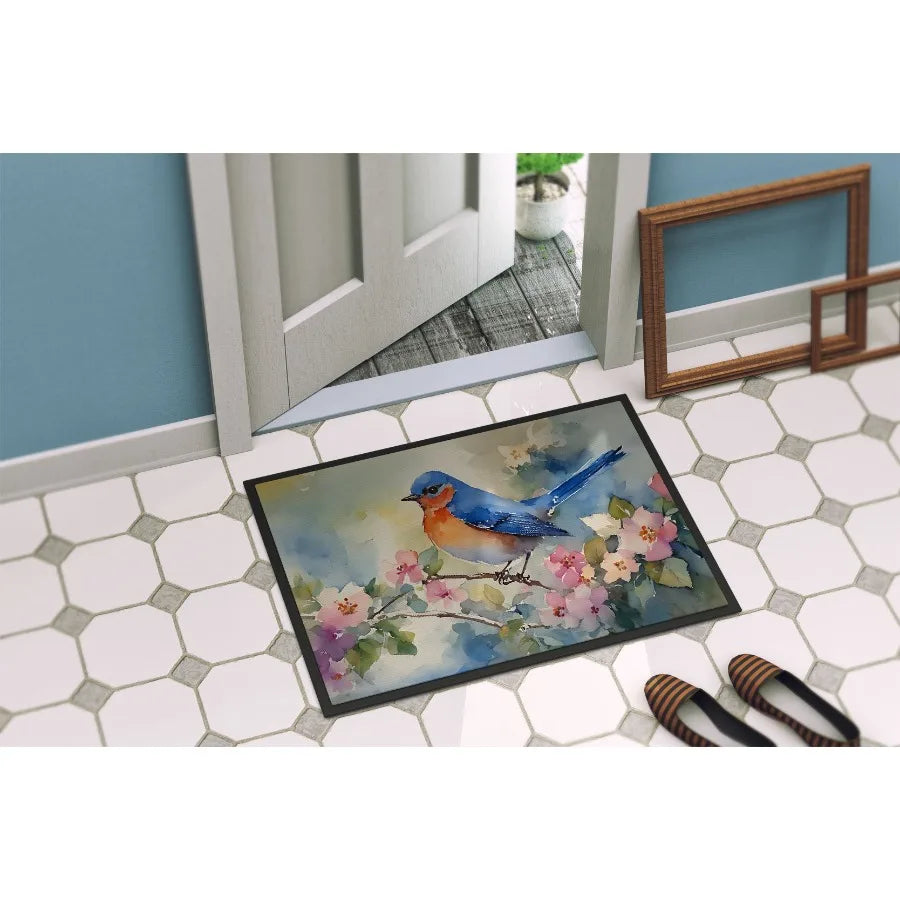 Bluebird Doormat Front Door Mat Indoor Outdoor Rugs for Entryway Non Slip Washable Low Pile 24H X 36W