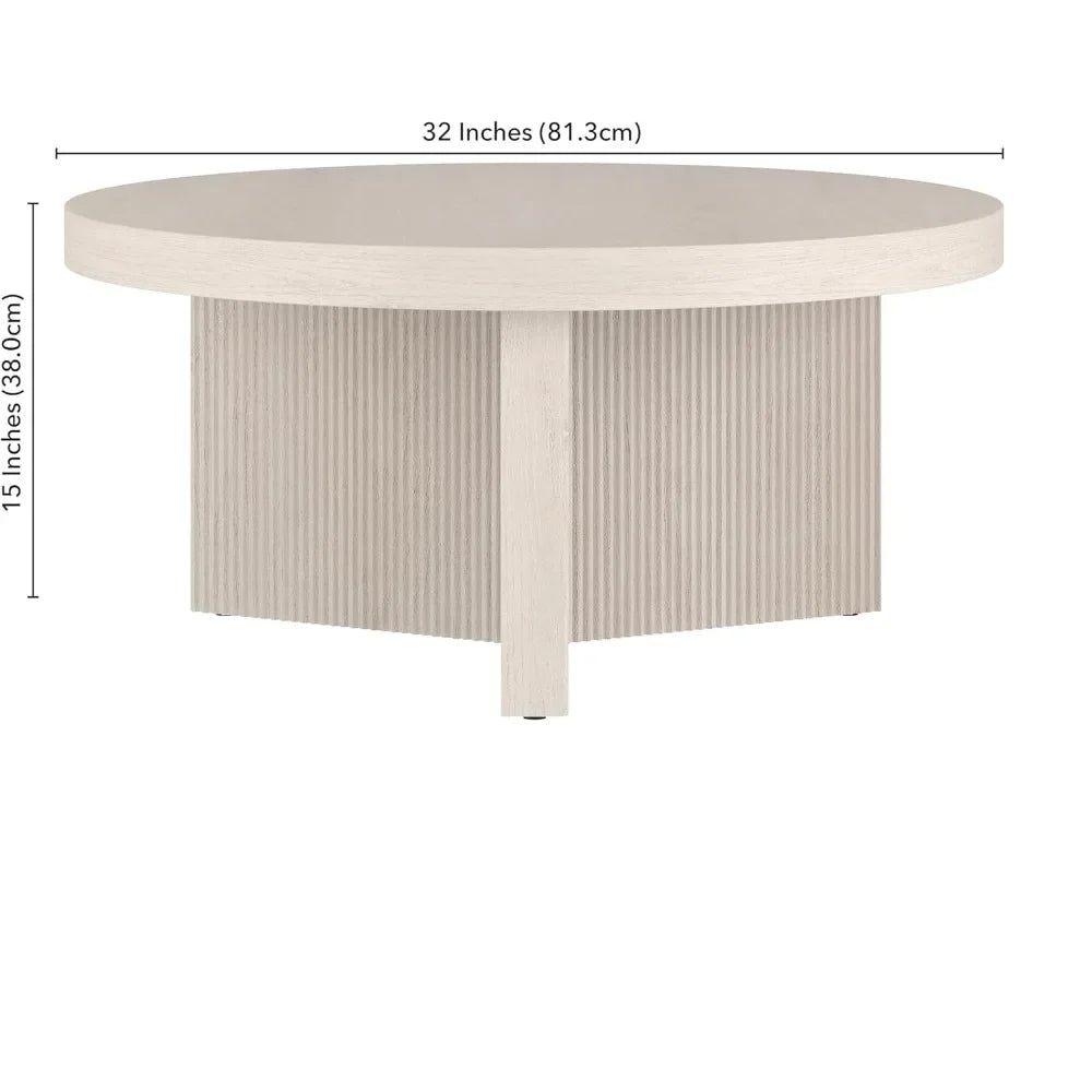 Coffee Table, 32" Wide,Table is made of high-quality and durable MDF and PVC materials,White,Living Room Furniture