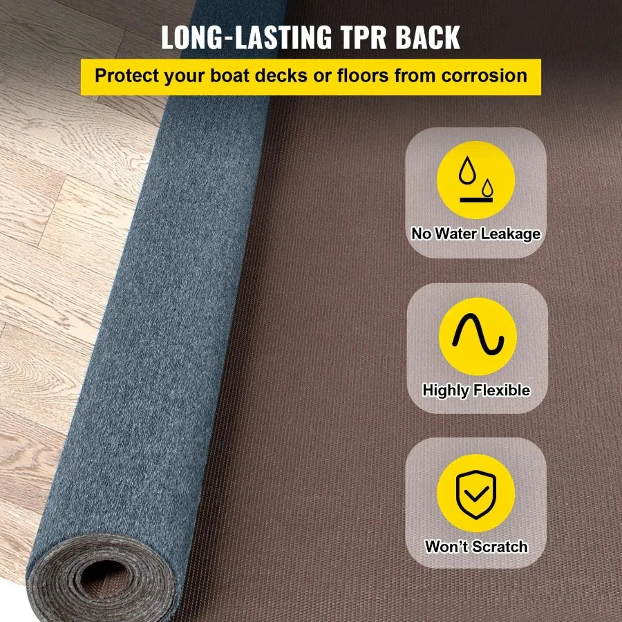 Gray Marine Carpet 6 ft x 13.1 ft Boat Carpet Rugs Indoor Outdoor Rugs for Patio Deck Anti-Slide TPR Water-Proof Back Cut Outd