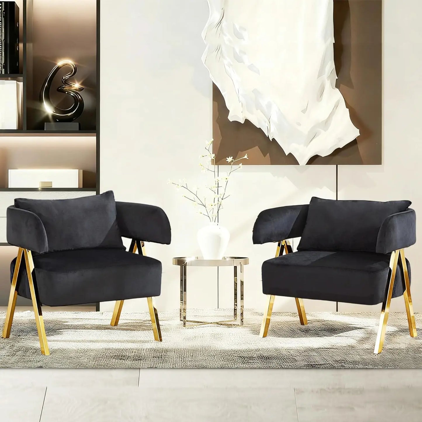 Modern Pink Accent Chairs Set of 2, Velvet Barrel Accent Chair for Living Room Bedroom, Comfy Reading Armchairs