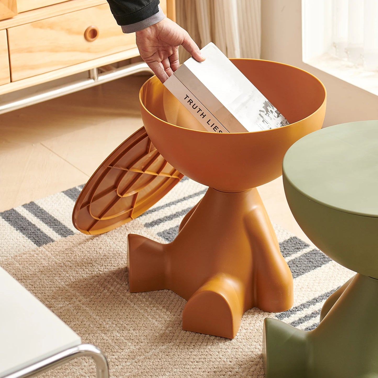 Modern Round Coffee Table with Storage for Living Room