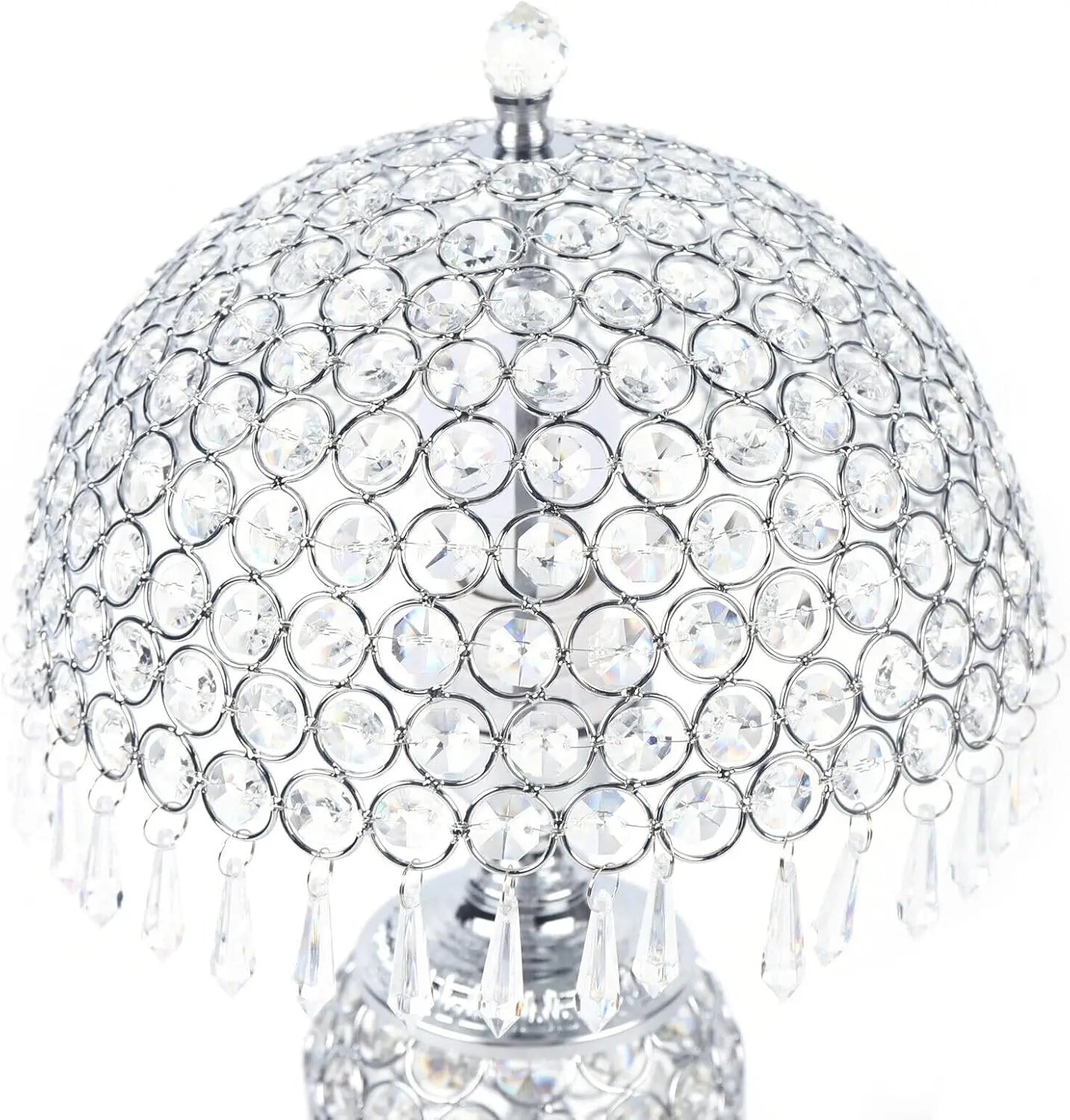 Crystal Table Lamp, Bedside Lamp Decorative Nightstand Lamp with Double Button Switch, Bedside Light Lighting E26