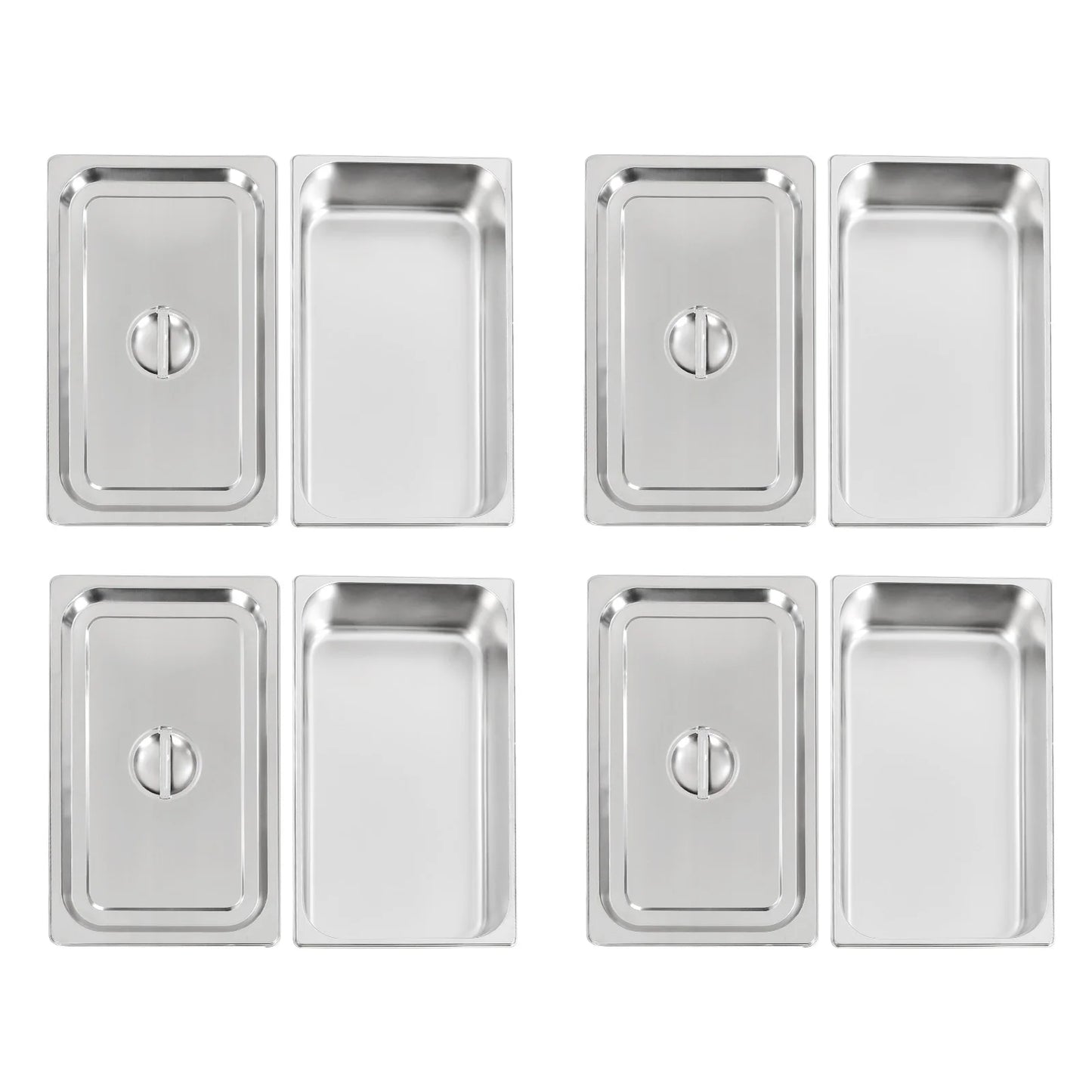 Commercial Chafing Dish Set 4PCS W/Concave Lids - 9L Stainless Steel Steam Table Pans for Buffet Catering Home Use