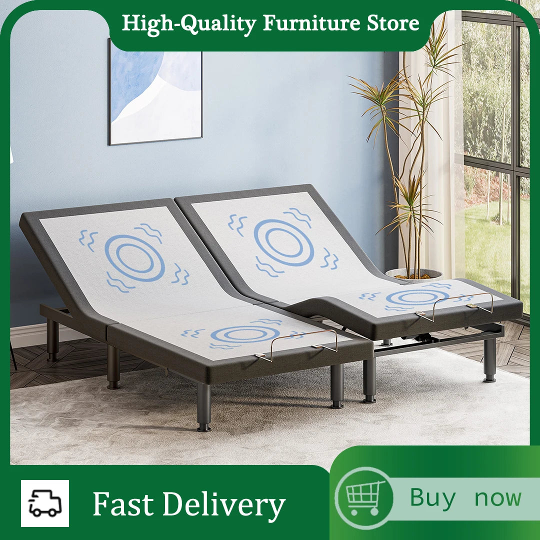 Massaging Zero Gravity Adjustable Bed with Wireless Remote USB Ports Head Foot Incline with 3-speed Quiet Motor