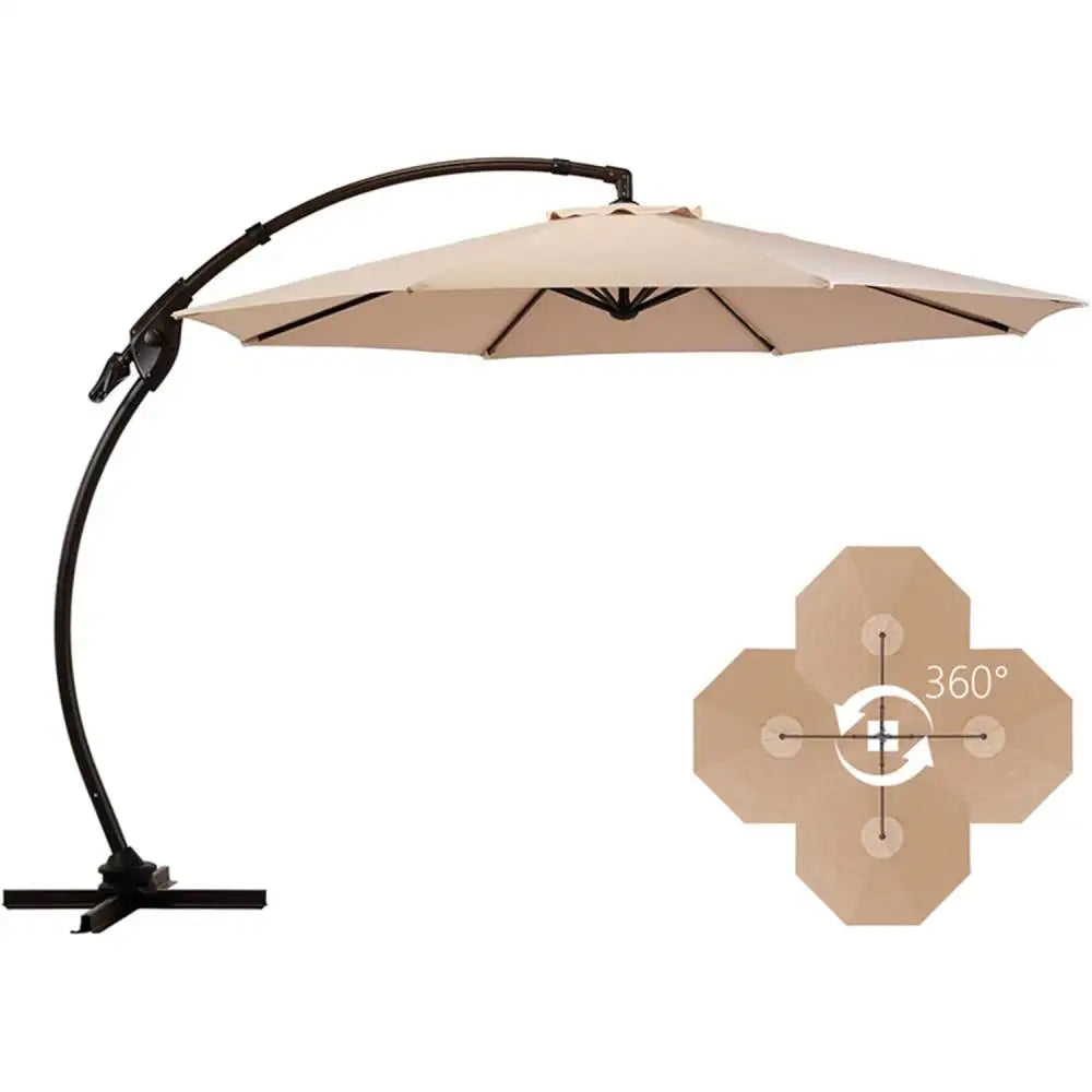 11FT Round Patio Umbrella ,Heavy Duty, Offset, 360° Rotation Aluminum Cantilever Offset Umbrella without Base for Garden Porch