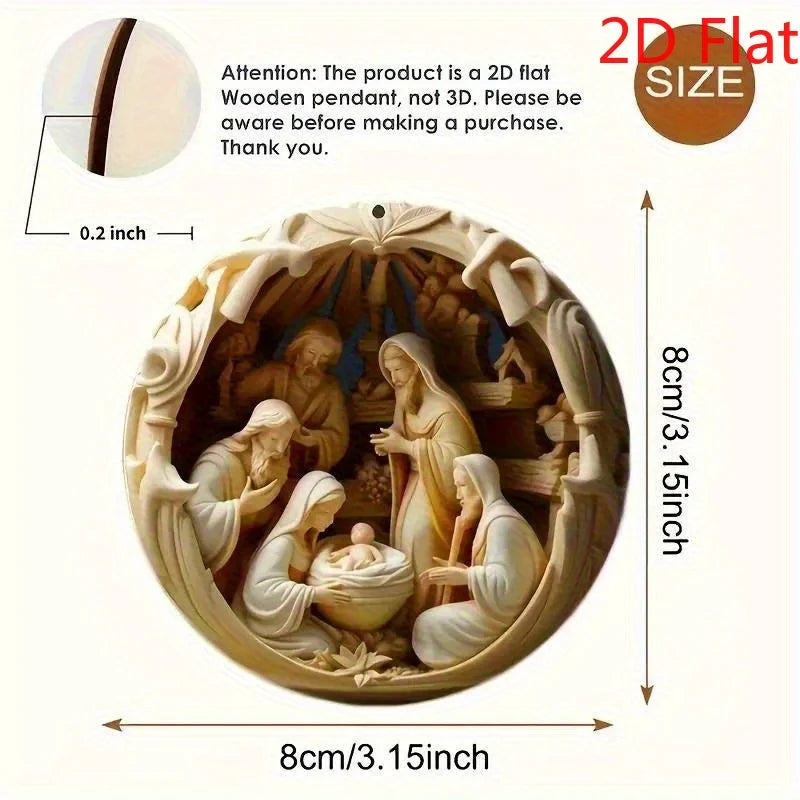 12 Pcs Nativity Wooden Ornaments - 2D Flat Bible Story Decor Set for Home & Christmas