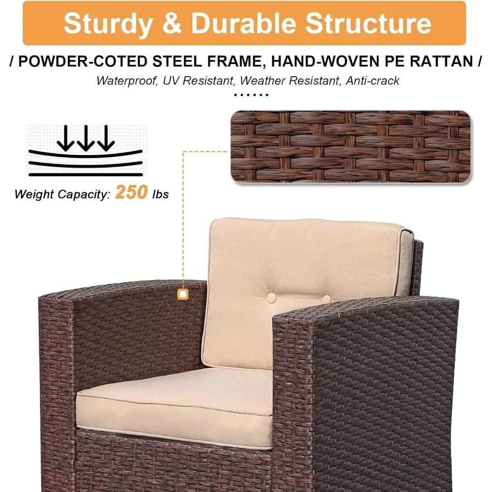 Super Patio 8 Pieces Outdoor Patio Furniture Set, Wicker Patio Conversation Sets with Storage Box, Rattan Outdoor Sectional Sofa