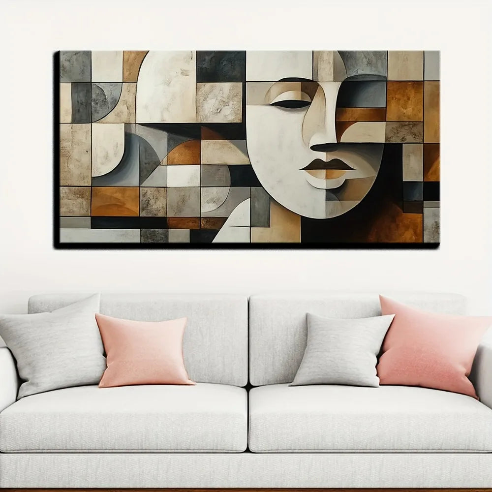 Hand Painted Oil Paintings In Abstract Shapes Pine Frame