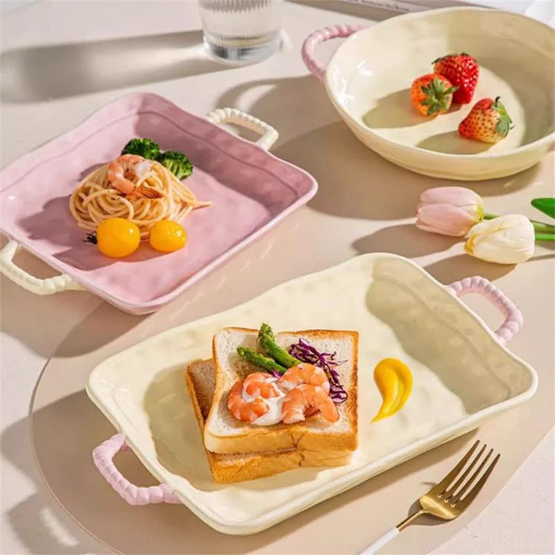 Ceramic Salad Plates 12 Inch Rectangular Dessert Porcelain