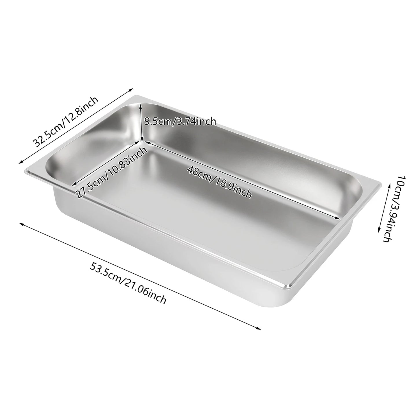 Commercial Chafing Dish Set 4PCS W/Concave Lids - 9L Stainless Steel Steam Table Pans for Buffet Catering Home Use