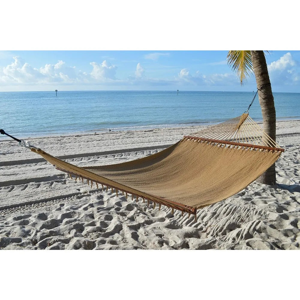 Jumbo Caribbean Hammock - 55 Inch - Soft-Spun Polyester - Tan